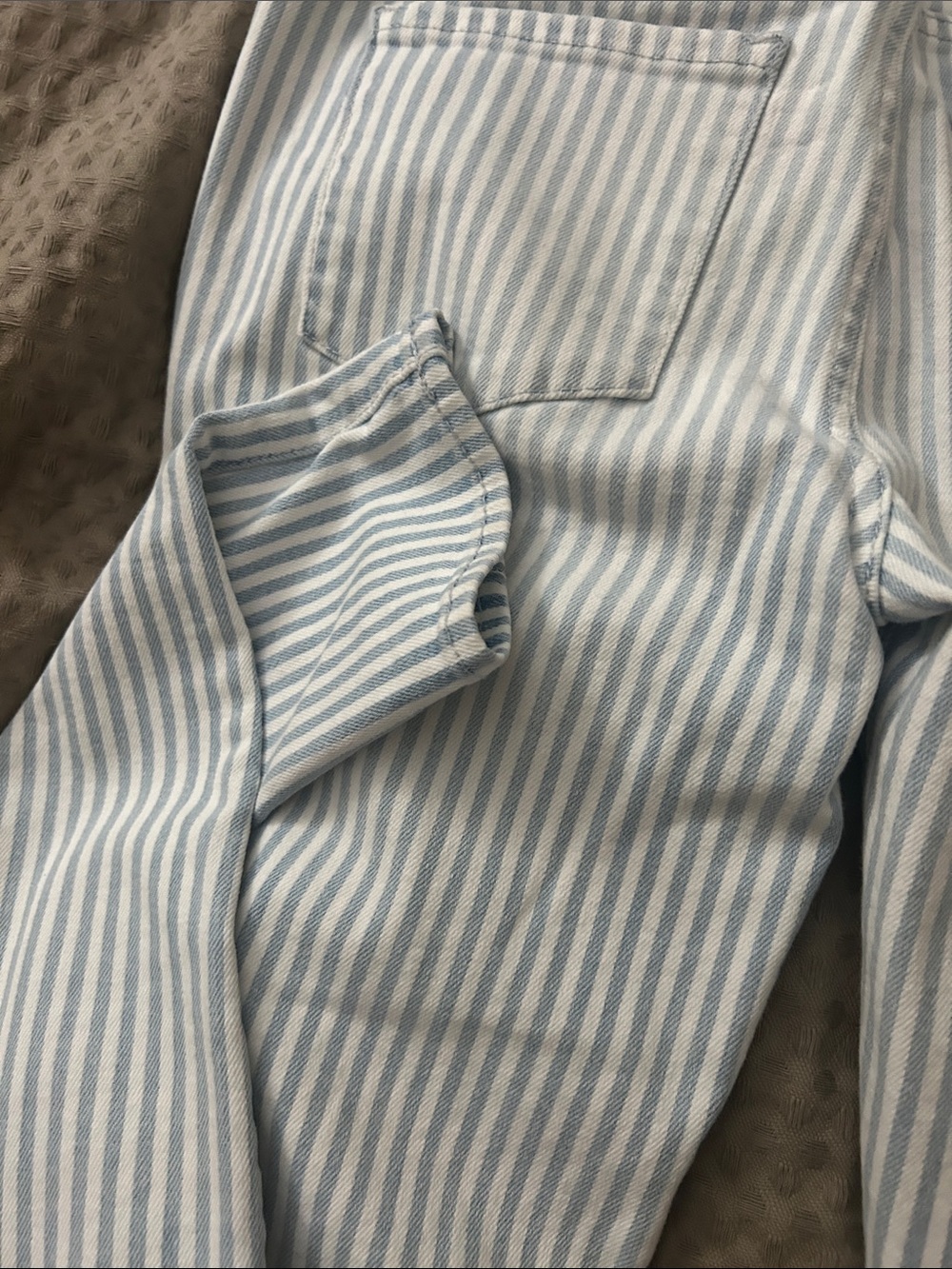 Articles Of Society Blue & White Striped Jeans - High Rise Detail - Picture 6 of 8